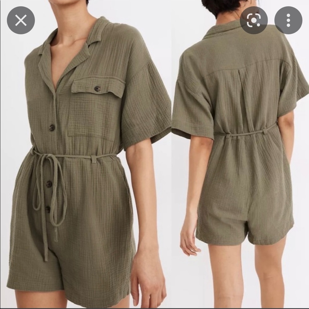 Madewell lightspun safari romper with pockets